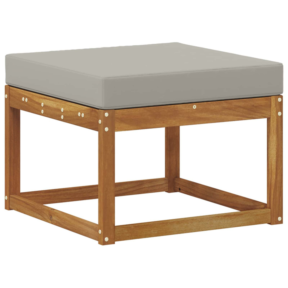 Pouf d'extérieur bois d'acacia massif naturel