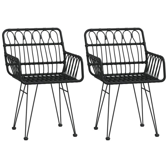 Chaises de jardin lot de 2 avec accoudoir noir 56x64x80 cm