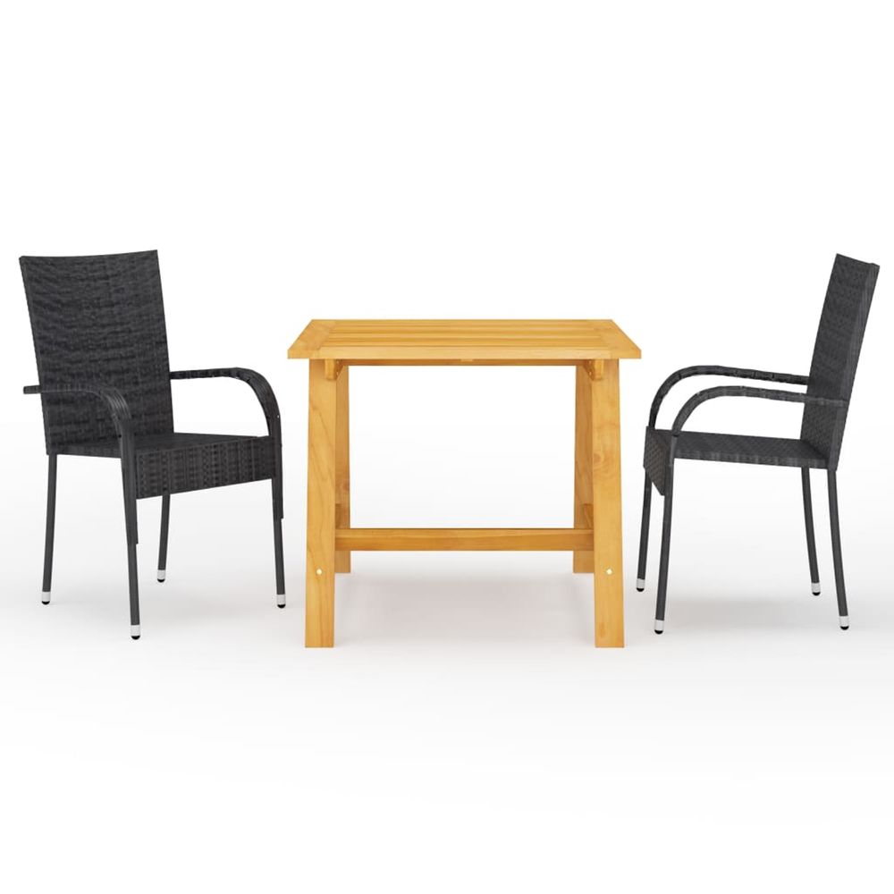 Ensemble à manger de jardin 3 pcs noir