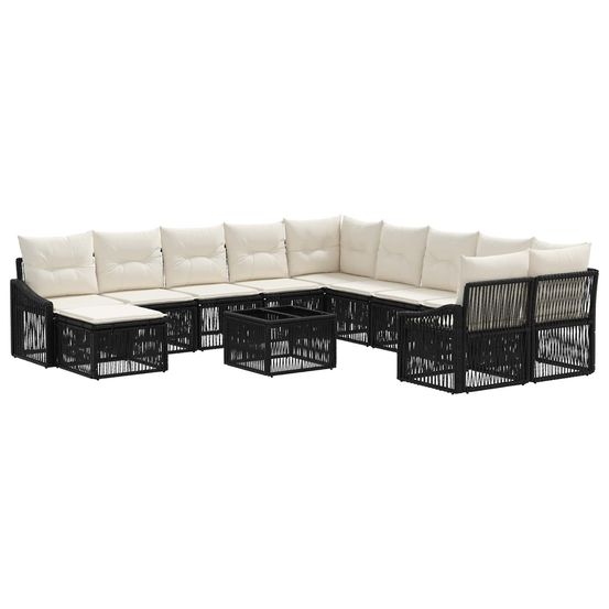 Ensemble de canapé de jardin 12 pc noir polyrotin
