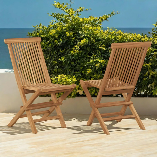 Ensemble de 2 chaises pliantes en teck massif audrey