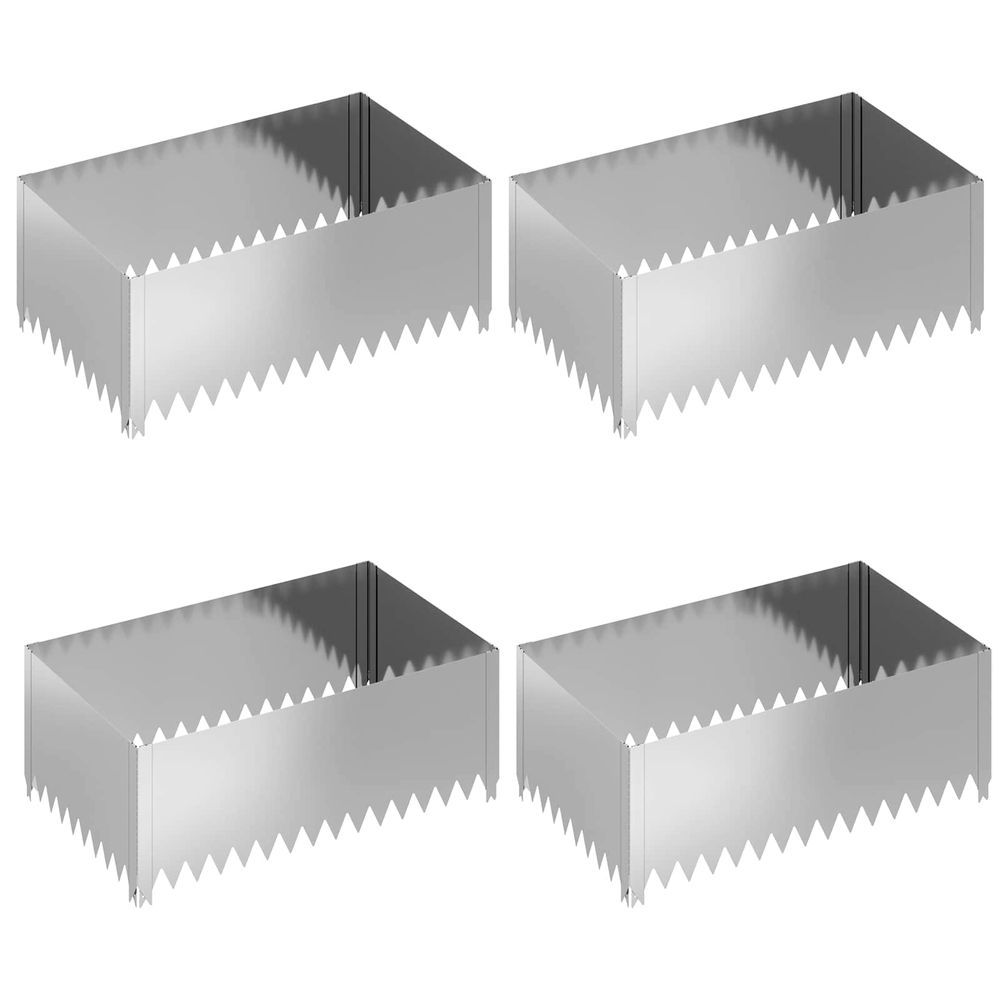 Bordure de pelouse 4 pc 100 x 60 x 35 cm acier argenté