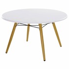 Table basse ronde design scandinave blanc bois - Ø 80 x 45H cm