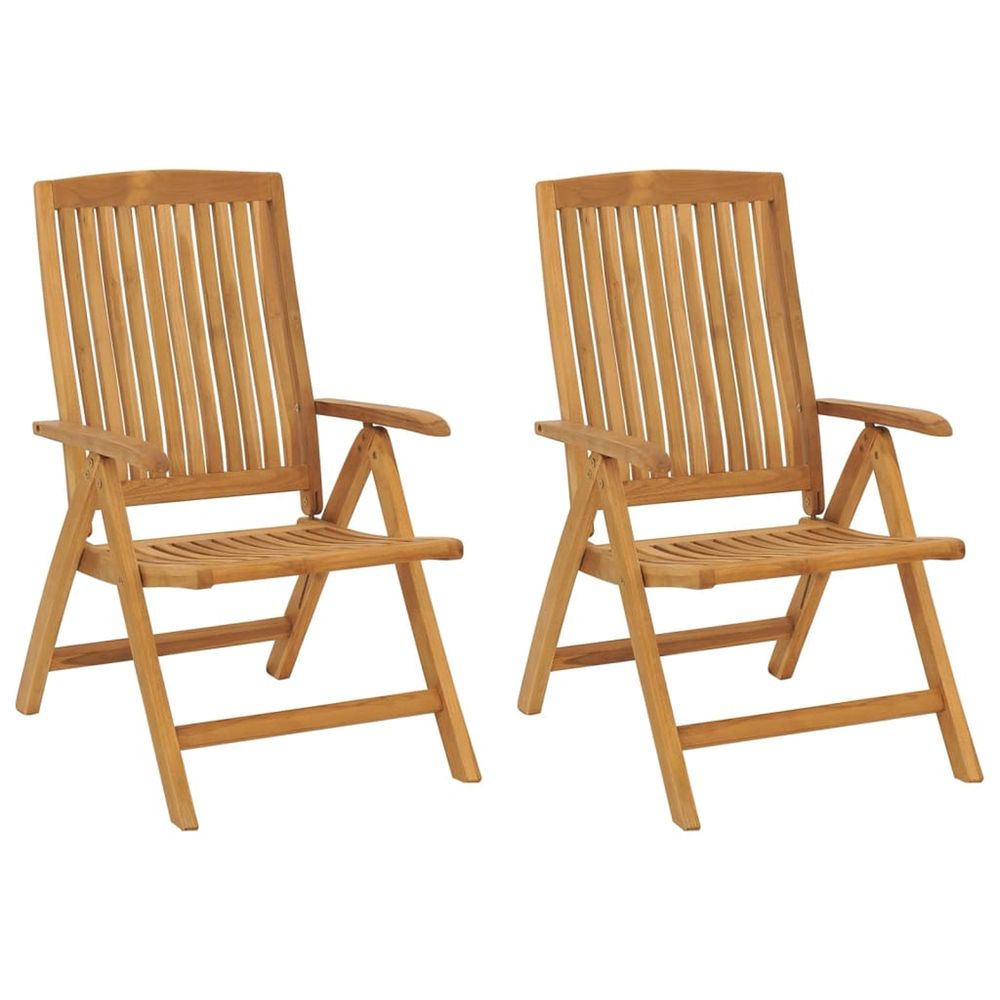 Fauteuils pliants inclinables, lot de 2, en bois massif de teck