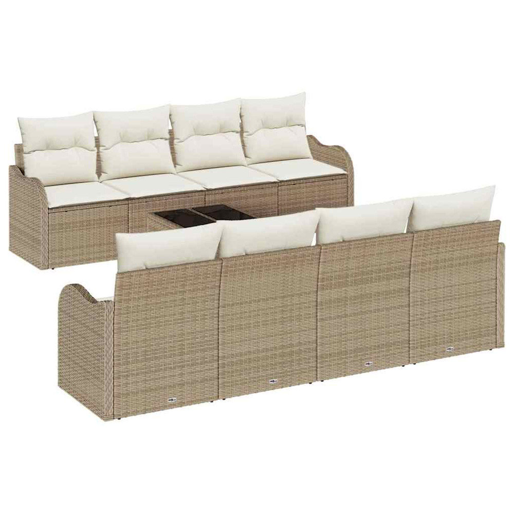 Ensemble de canapé de jardin avec coussin 9 pcs beige et crème