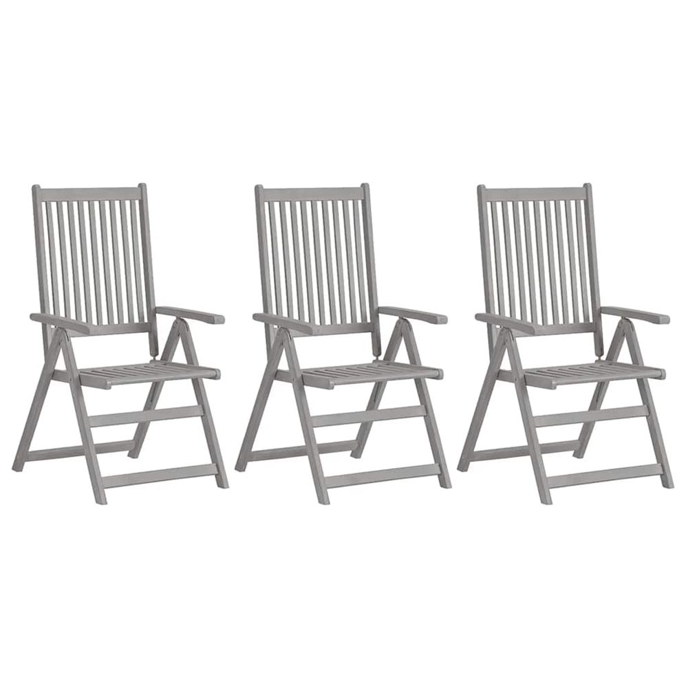 Chaises inclinables de jardin 3 pcs