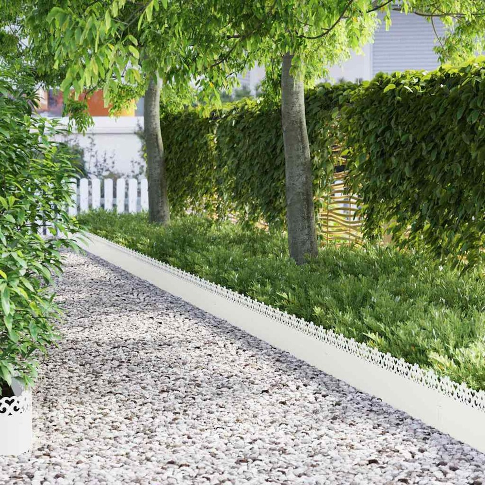 Bordures de pelouse 20 pcs blanc 103 x 0,05 x 22 cm acier