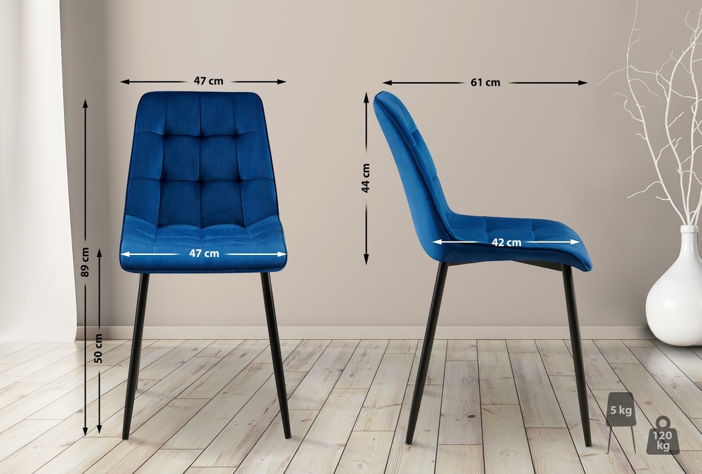 Chaise de salle à manger en velours gifford