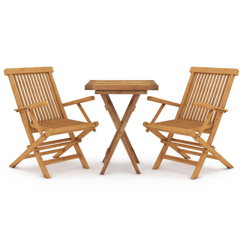 Ensemble à manger de jardin 3 pcs bois de teck massif