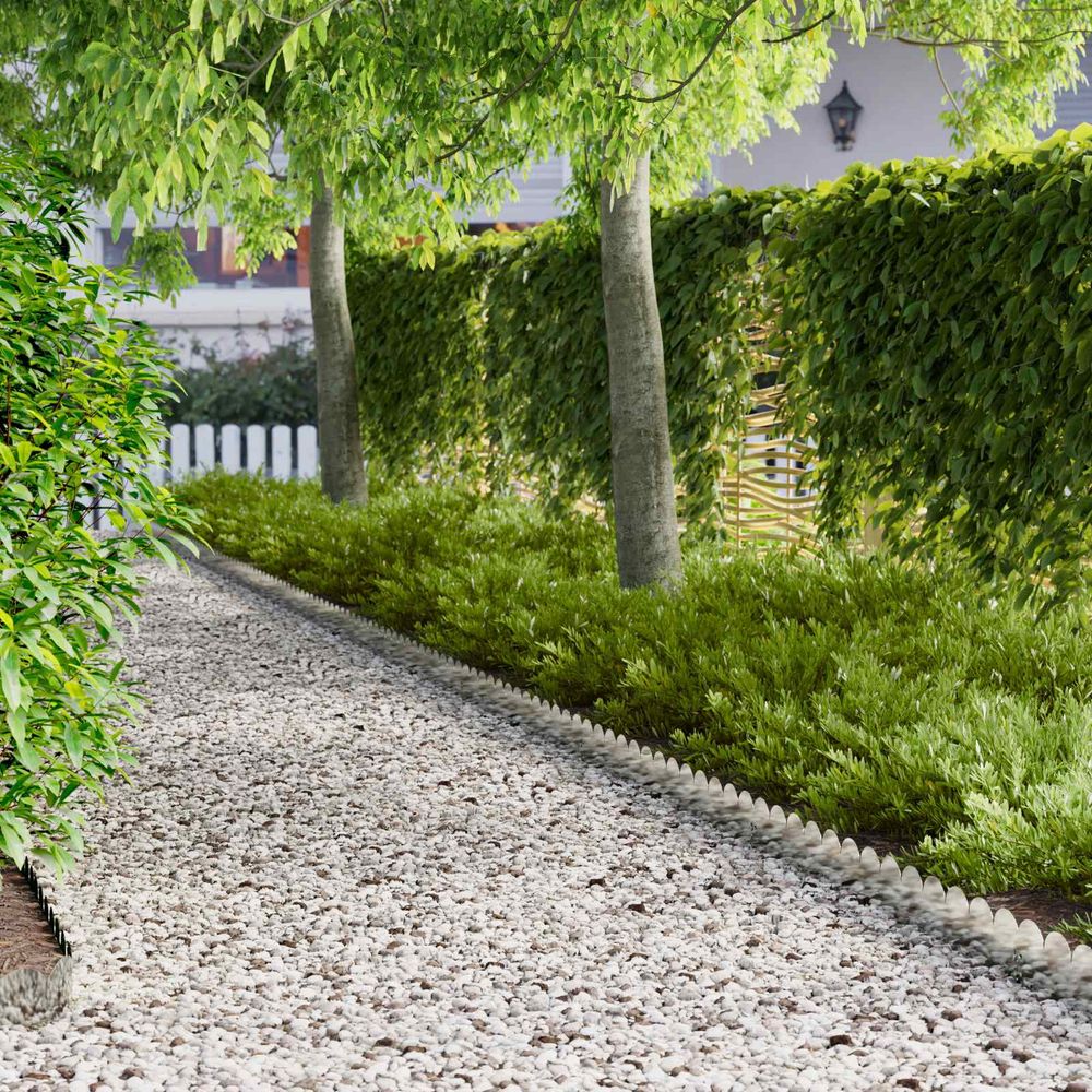 Bordure de pelouse acier pour délimitation jardin aménagement flexible 103x15cm argenté
