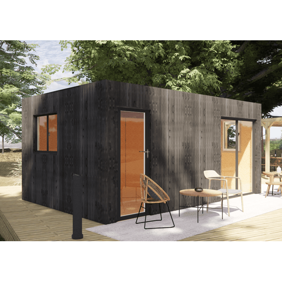 Studio de jardin re2020 en bois 5,5 x 3,5 x 2,7 m / isolation re2020 / menuiseries alu k-line