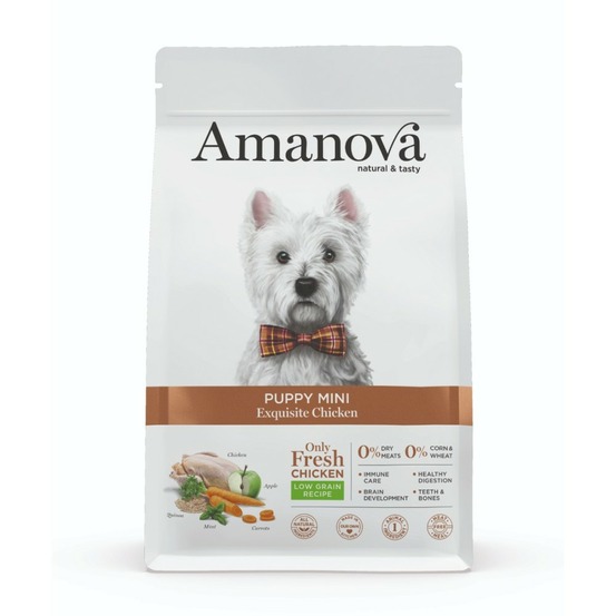 Croquettes chiot petite race poulet amanova 2 kg