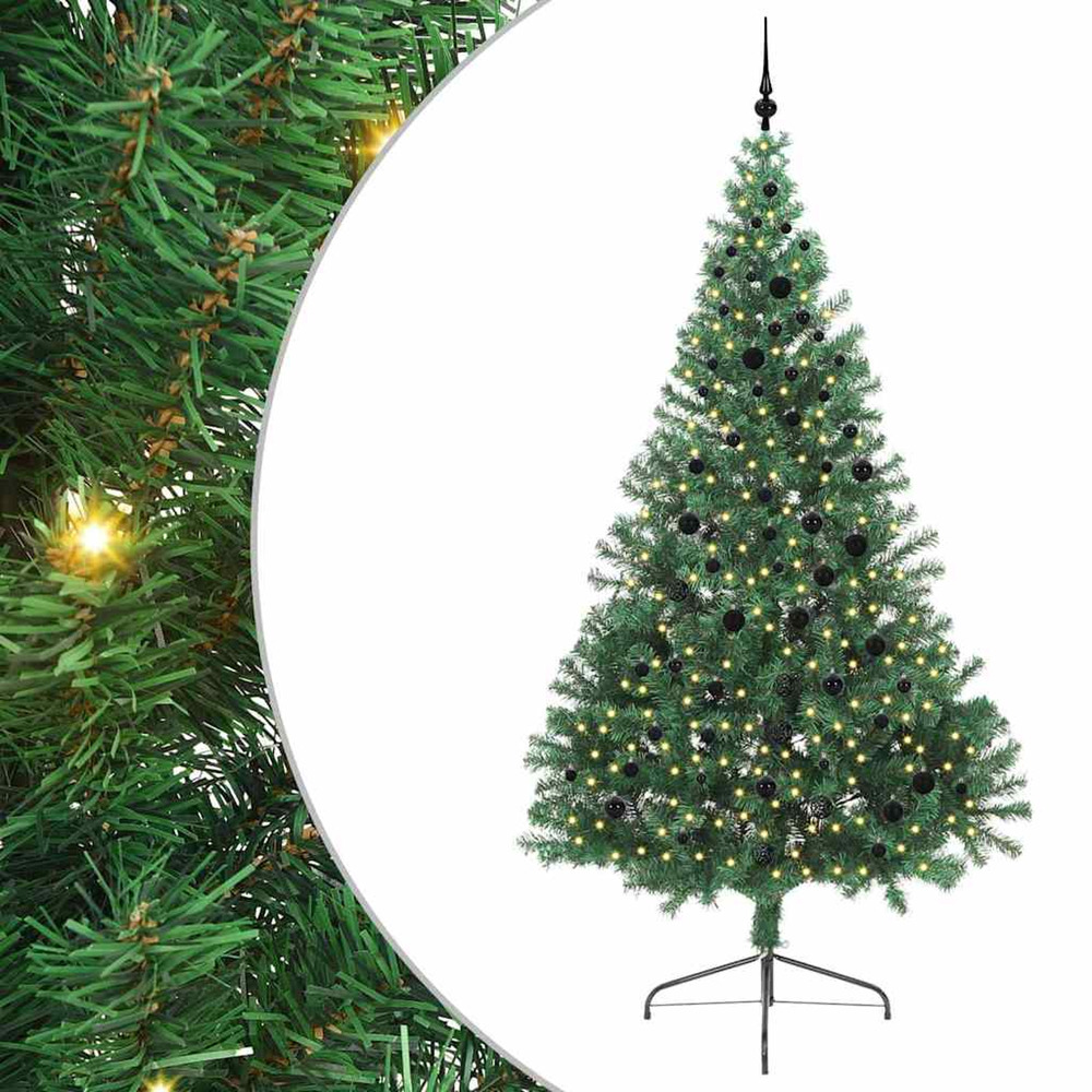 Sapin de noël artificiel pré-éclairé vert 240 cm pvc