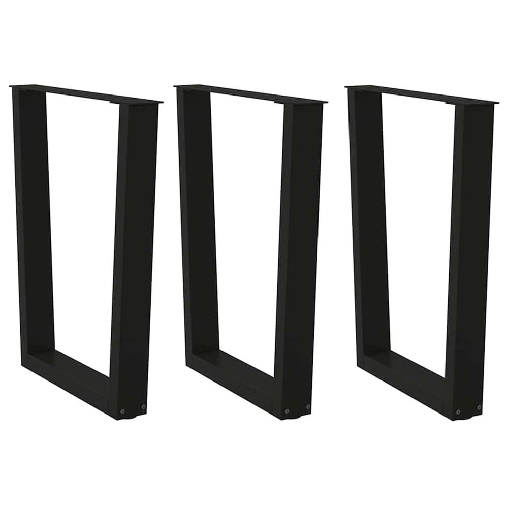 Pieds de table à manger en v 3 pièces noir 70 x (72-73,3) cm acier