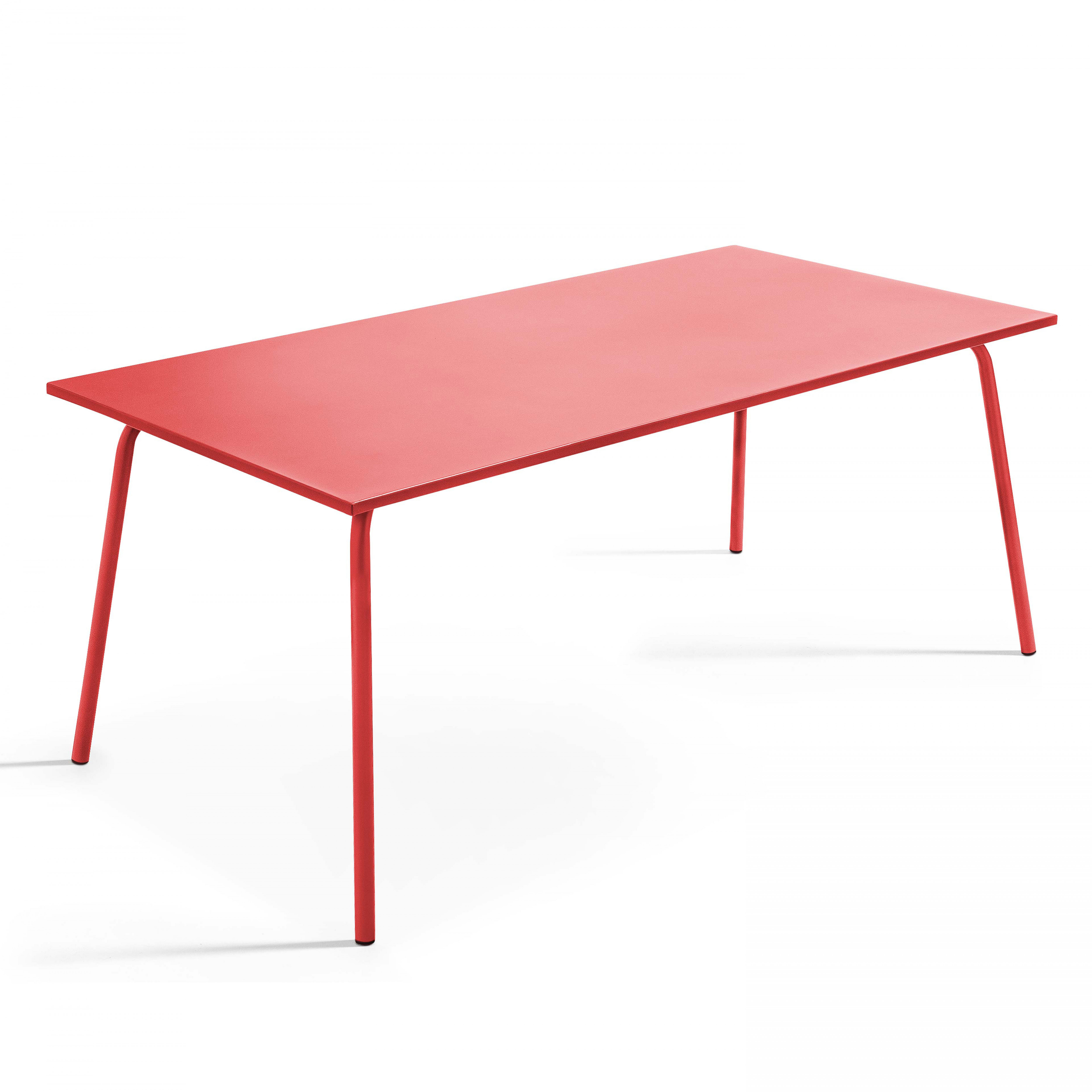 Table à manger rectangulaire en acier rouge