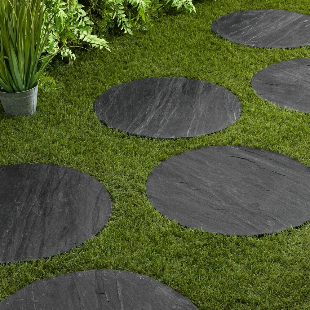 Pas japonais rond ardoise noire d.60x2-3 cm (à l'unité) - ro'ma nature