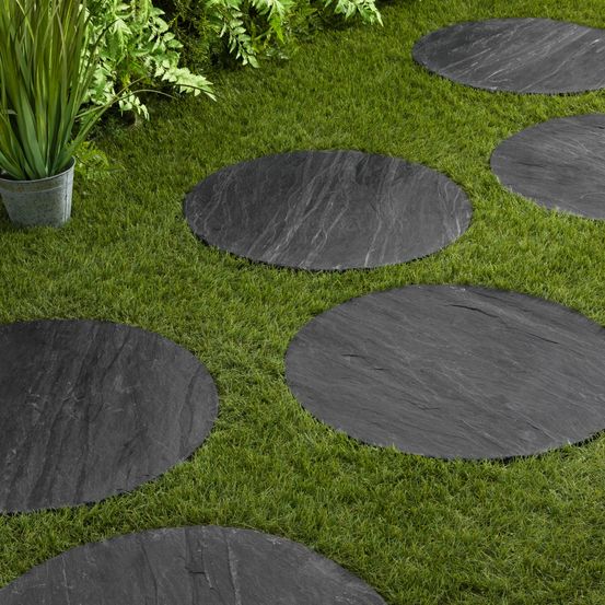 Pas japonais rond ardoise noire d.60x2-3 cm (à l'unité) - ro'ma nature
