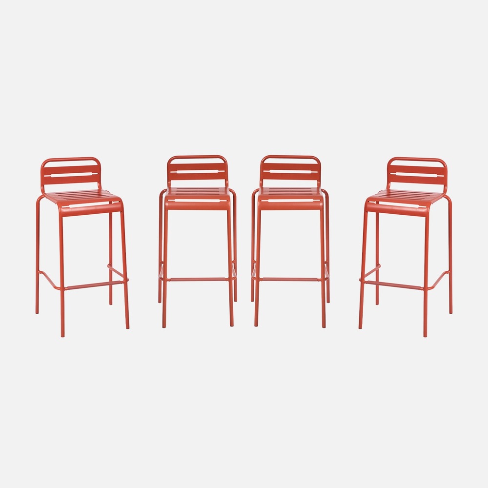 Lot de 4 chaises hautes de jardin acier, amélia l44 x p41 x h85cm