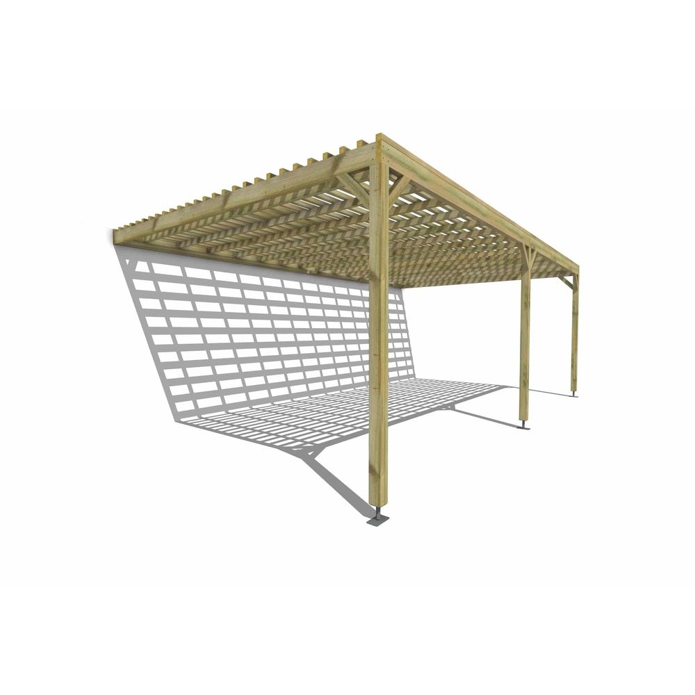 Pergola bois • 7m x 4m • adossée • sens profondeur • lattage bois • livraison comprise
