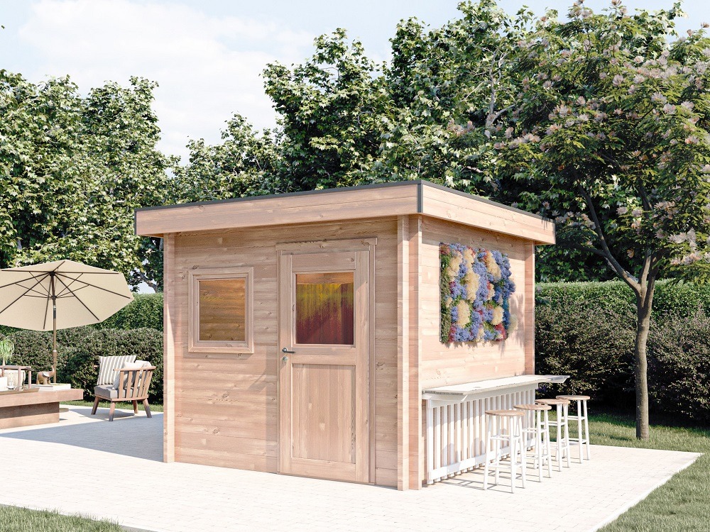 Chalet de jardin talipia 9m² - bois douglas 55mm - porte & fenetre bois - toiture acier