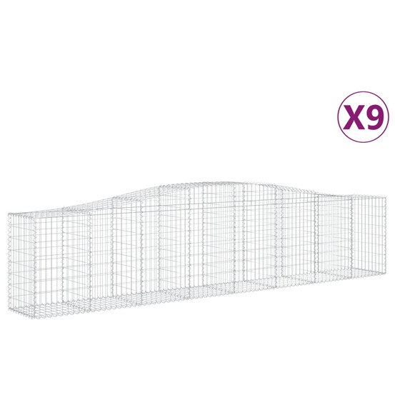 Paniers à gabions arqués 9 pcs 400x50x80/100 cm fer galvanisé