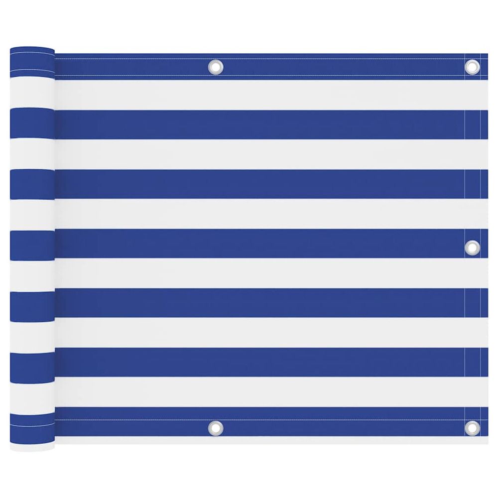 Écran de balcon blanc et bleu 75x500 cm tissu oxford