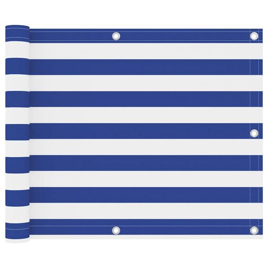 Écran de balcon blanc et bleu 75x500 cm tissu oxford