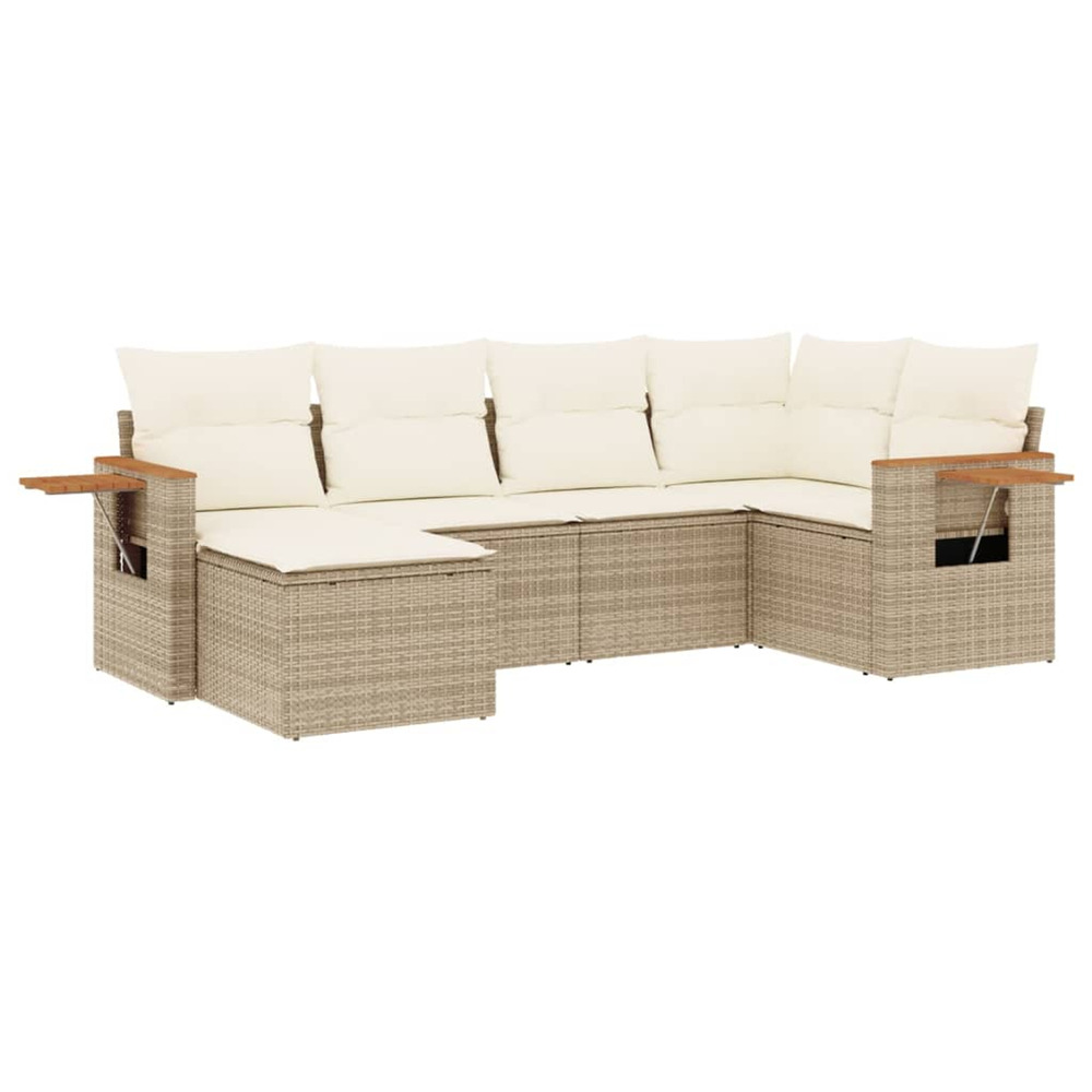 Salon de jardin avec coussins 6 pcs beige résine tressée