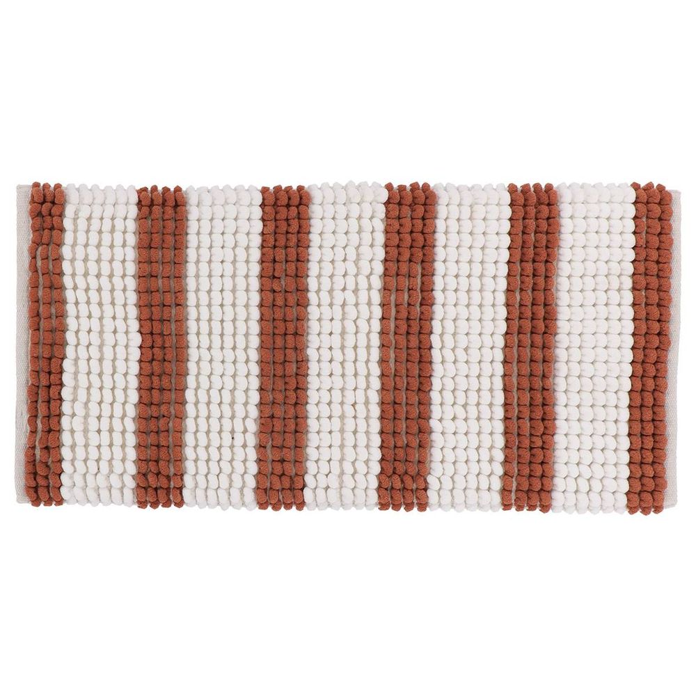 Tapis boule grosse rayure polyester/coton 45x90 cm - mocha/blanc