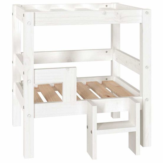 Lit pour chien blanc 55,5x53,5x60 cm bois de pin solide