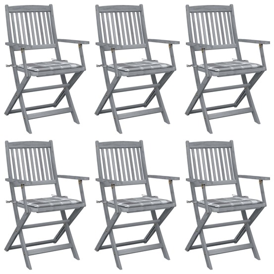 Chaises pliables d'extérieur lot de 6 et coussins bois d'acacia