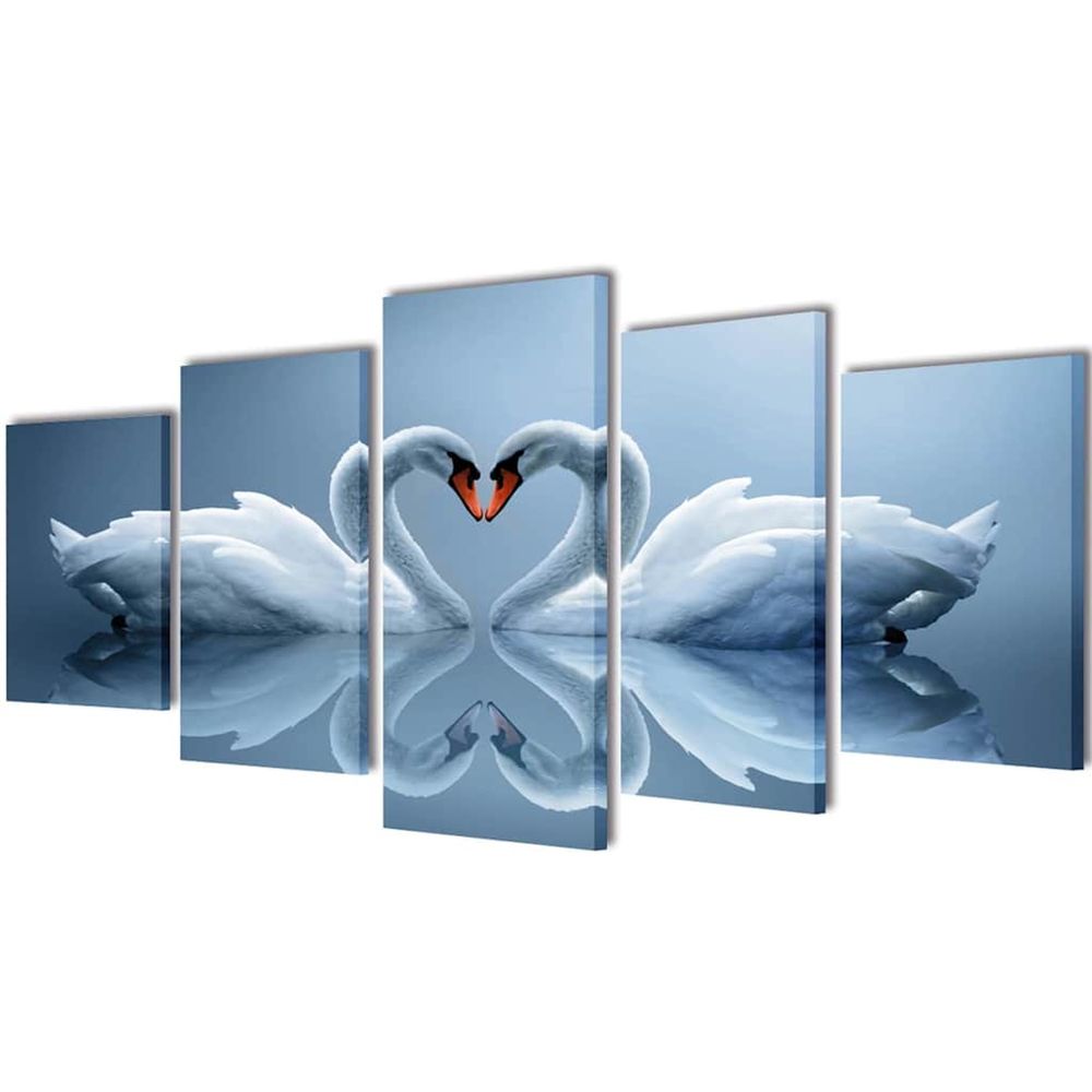 Set de toiles murales imprimées cygnes 200 x 100 cm
