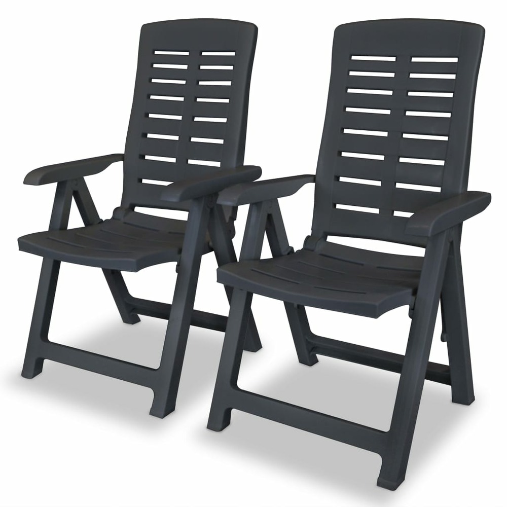 Chaises inclinables de jardin lot de 2 plastique anthracite