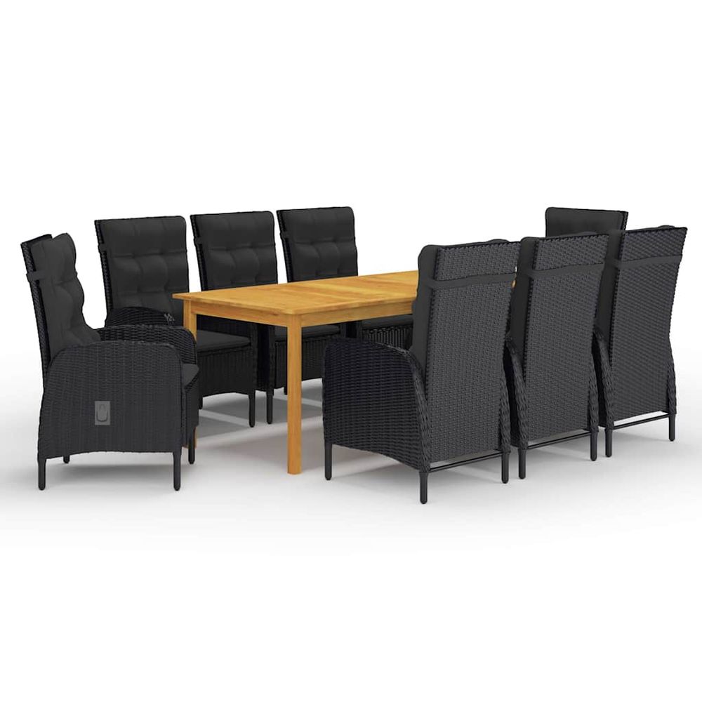 Ensemble à manger de jardin 9 pcs noir