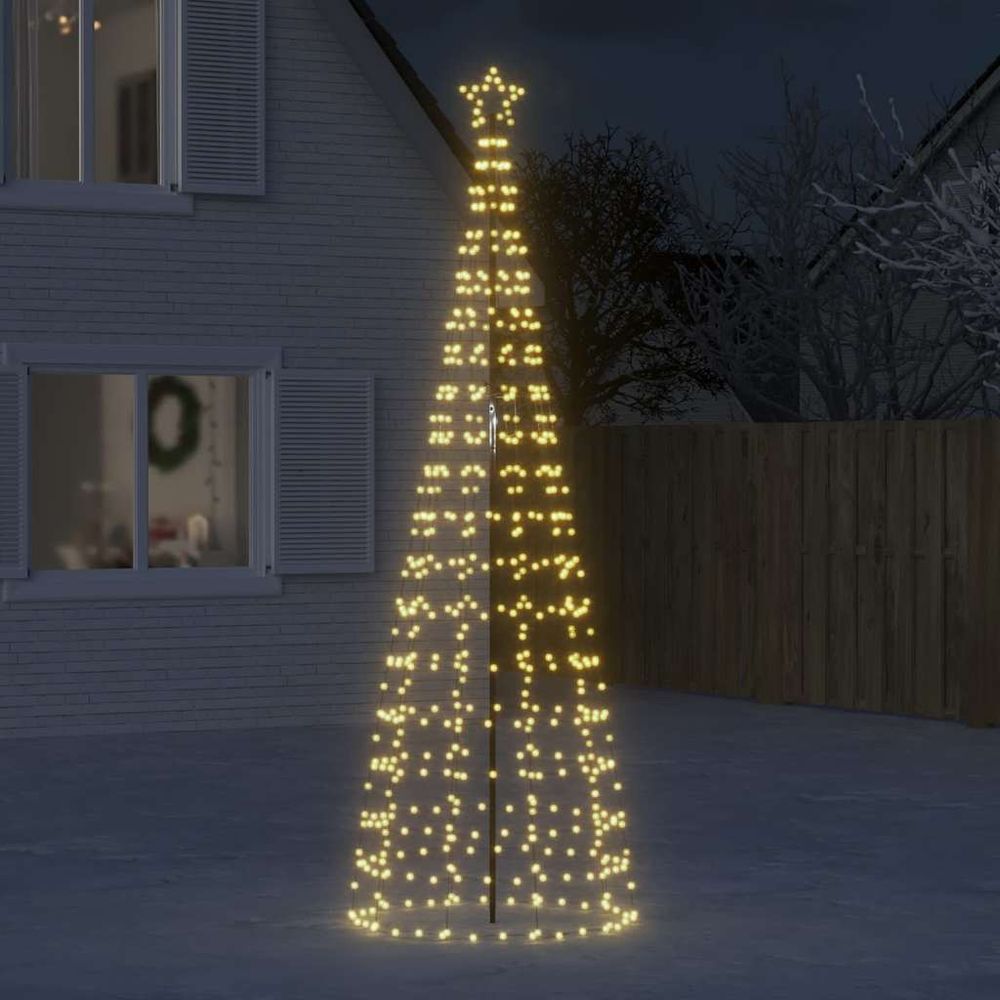Grand sapin de noël led extérieur 570 led avec piquets pour jardin 300 cm blanc chaud