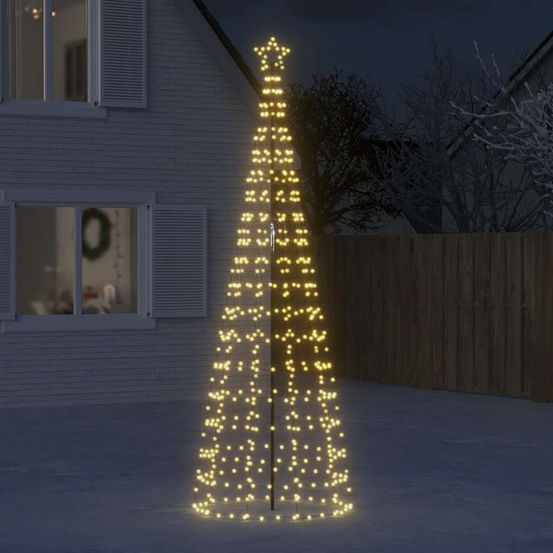 Grand sapin de noël led extérieur 570 led avec piquets pour jardin 300 cm blanc chaud