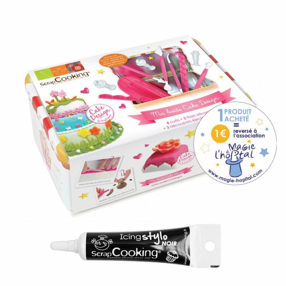 Boîte à cake design + stylo de glaçage noir