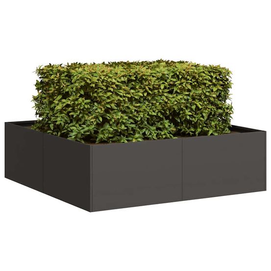 Carré potager bas design moderne en acier laminé à froid pour culture de fleurs et légumes noir 100x100x30cm