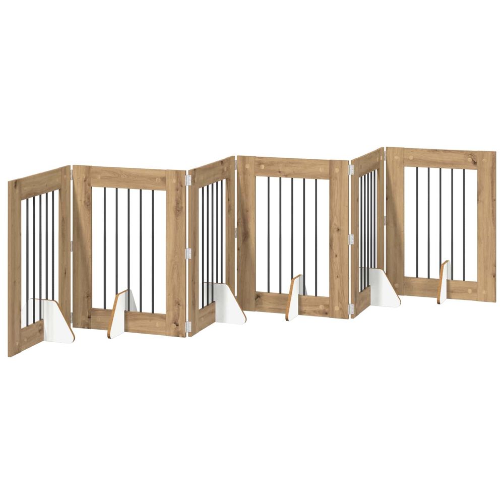 Porte de chien pliable avec supports 6 pc chêne artisanal