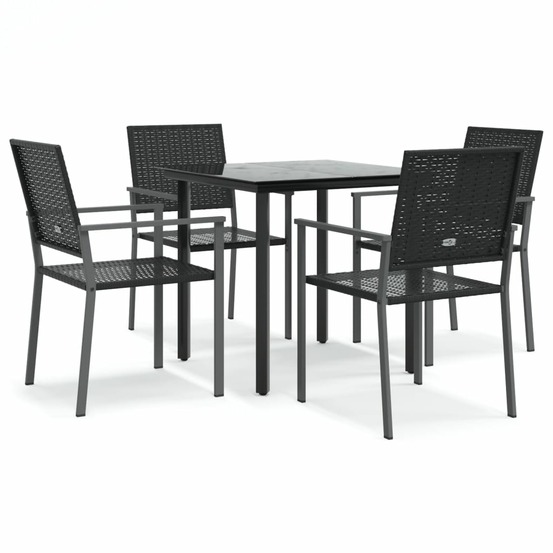 Ensemble à manger de jardin 5 pcs résine tressée acier