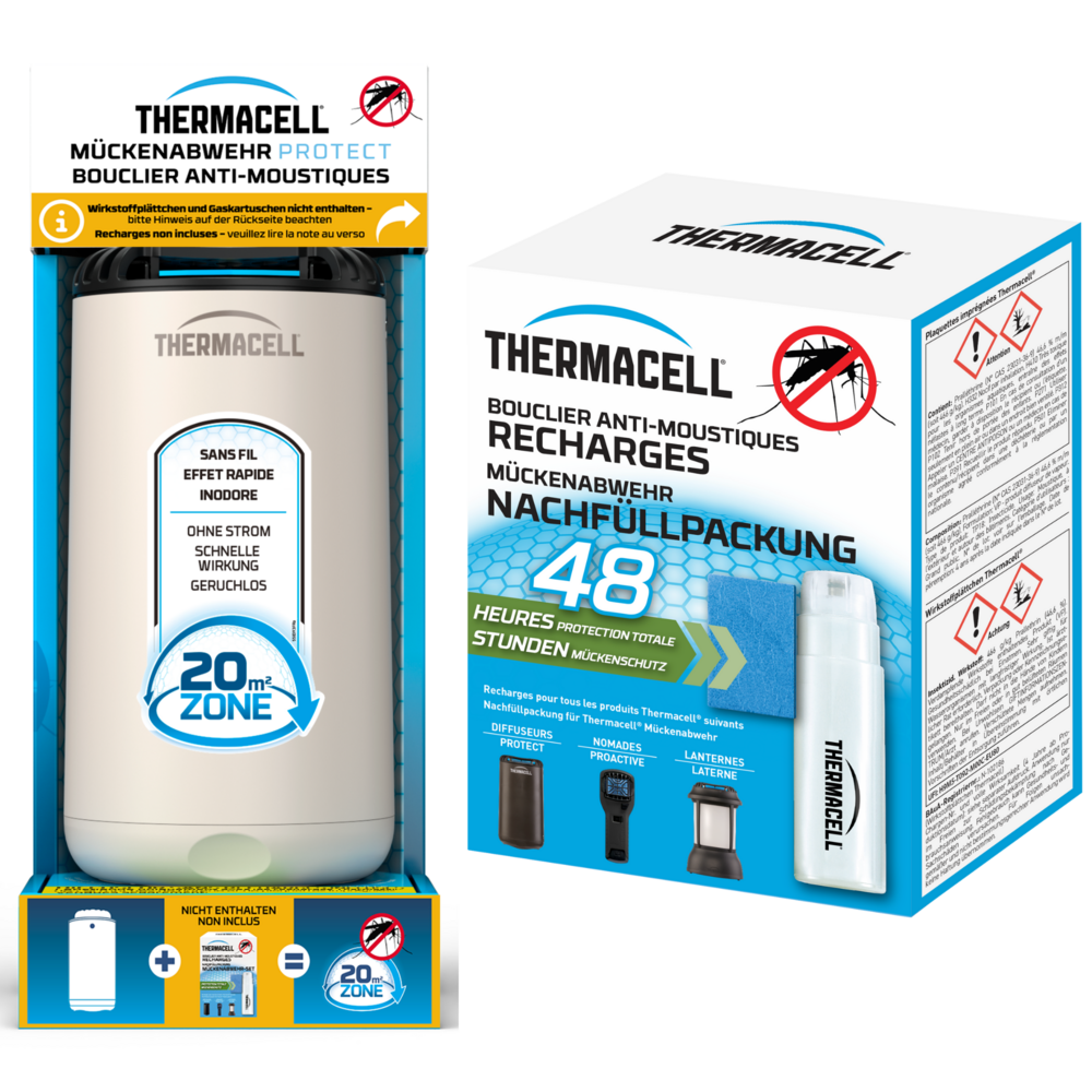 Thermacell diffuseur anti-moustiques & moustiques tigres - extérieur - sans fil nomade - zone de protection 20m² - recharges 48h