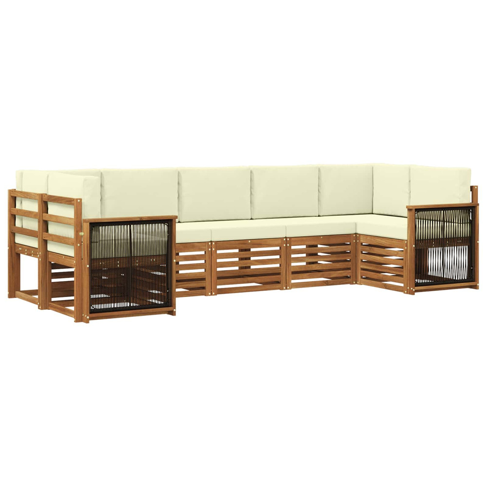 Ensemble de canapé d'angle avec coussin 6 pcs naturel et crème