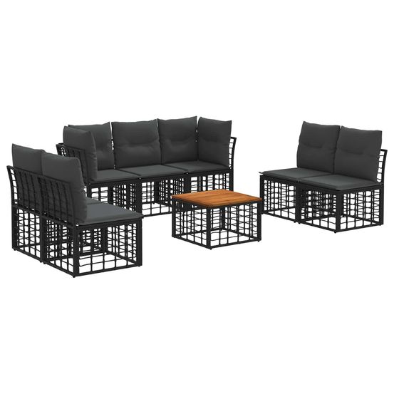 Ensemble de canapés d'extérieur 8 pc noir et gris foncé