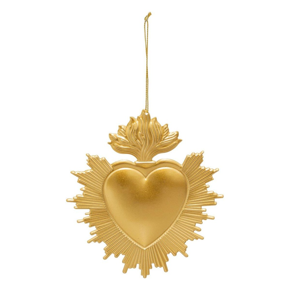 Sujet cœur ex-voto métal h.14cm doré