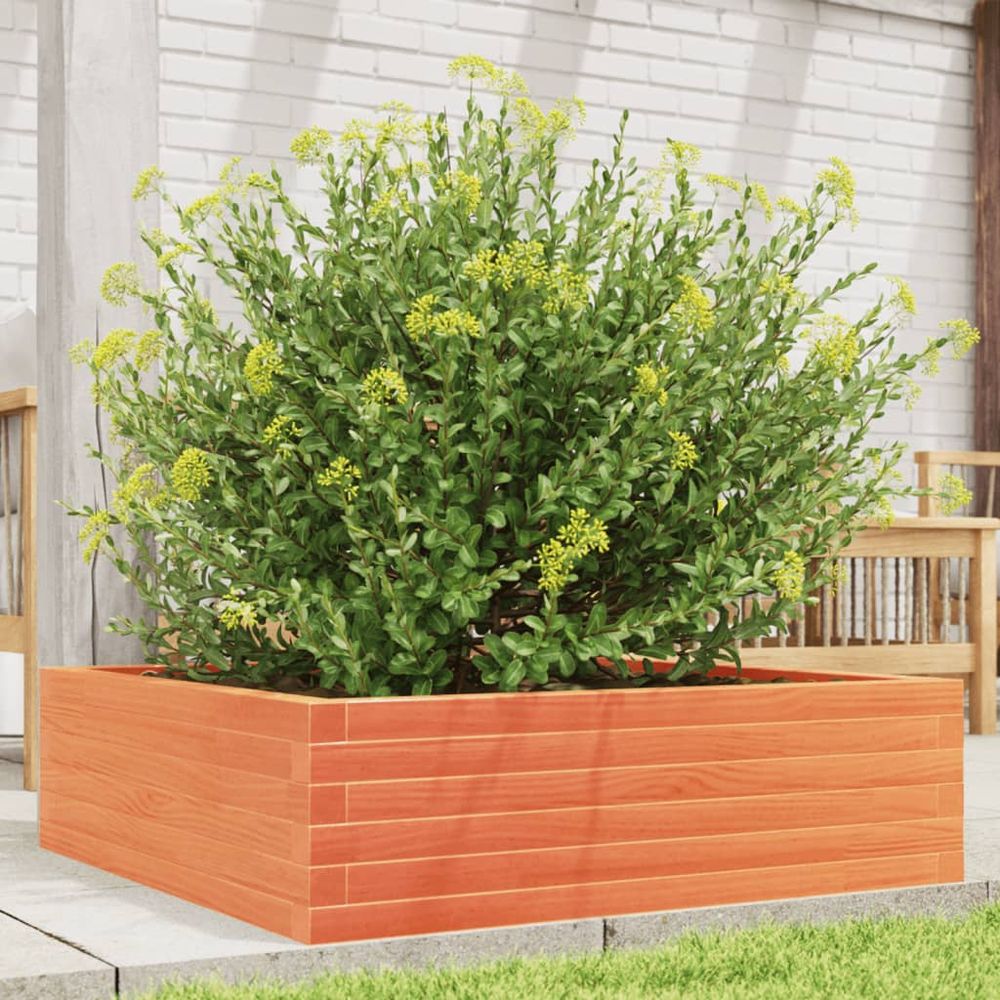 Jardinière carrée pin massif potager pour jardin cire marron 80x80cm