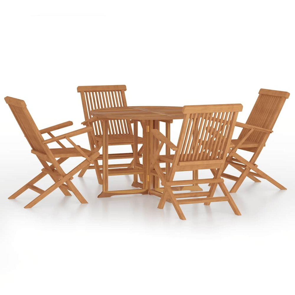 Ensemble à dîner d'extérieur pliable 5 pcs bois solide de teck