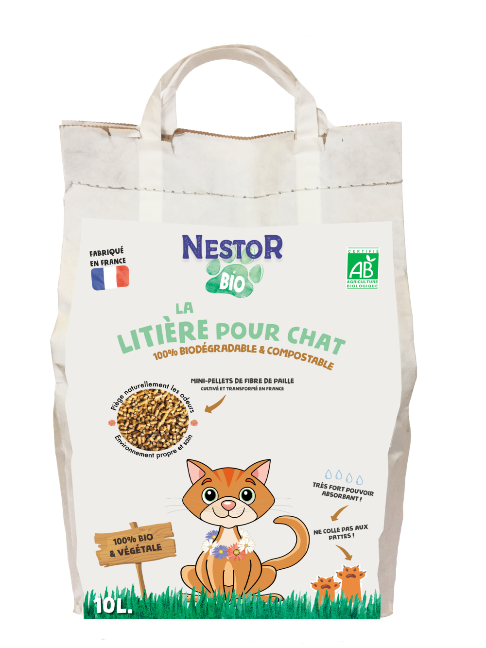 Litière désodorisante 100% bio et naturelle 10l