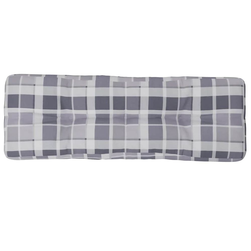 Coussin de palette motif à carreaux gris 120x40x12 cm tissu
