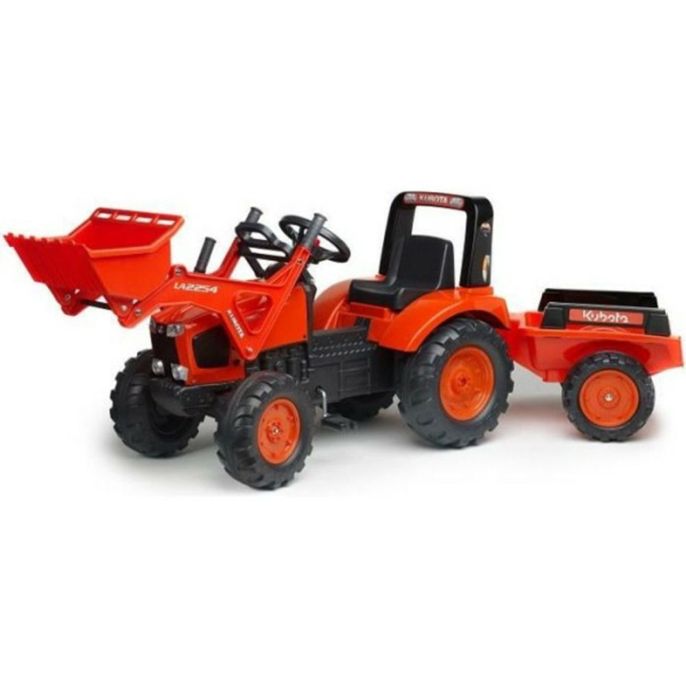 Tractopelle a pédales - - kubota - avec remorque - des 3 ans - 100% fabriqué en france - au moins 50% de plastique recycl