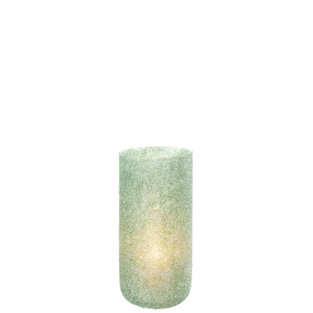 Photophore en verre vert 13x13x28 cm